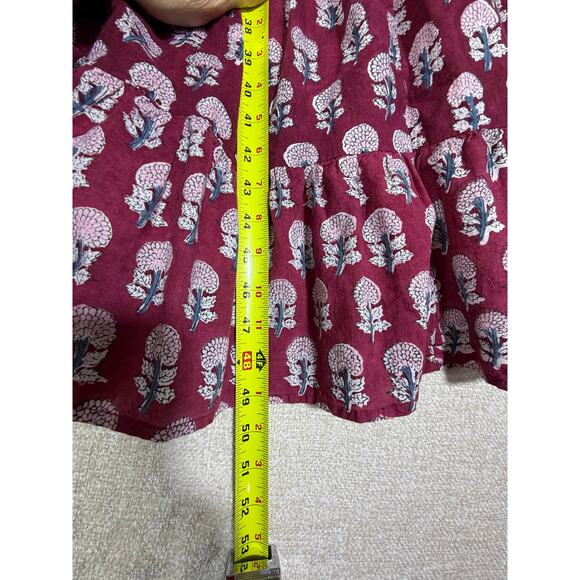 Fox and the Mermaid Women Medium Red Short Sleeve Cottagecore Boho Maxi Dress - Picture 6 of 11